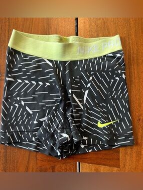 Nike Black Shorts with Neon Yellow Waistband size XS